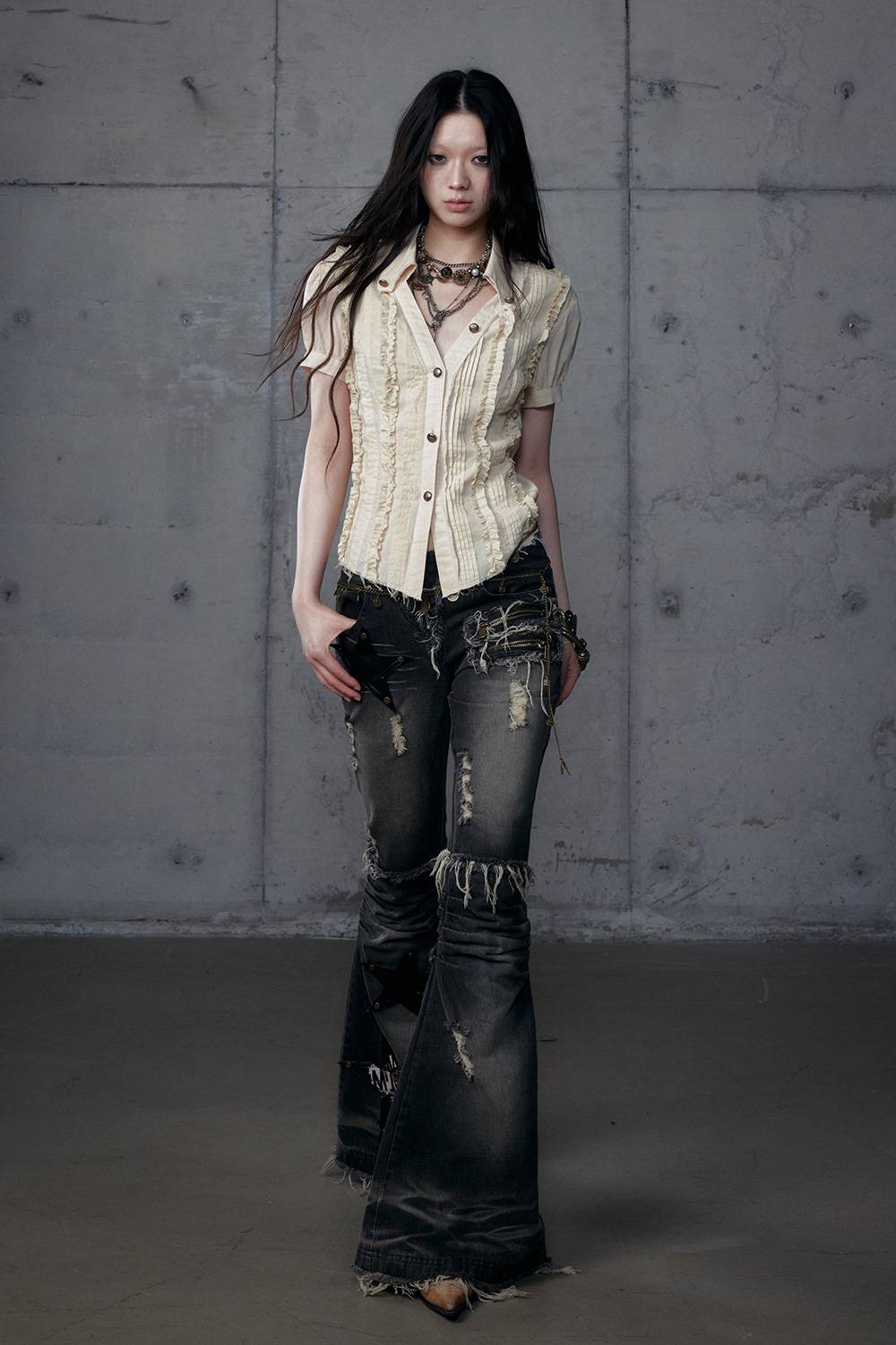 Vintage Short-Sleeve Blouse