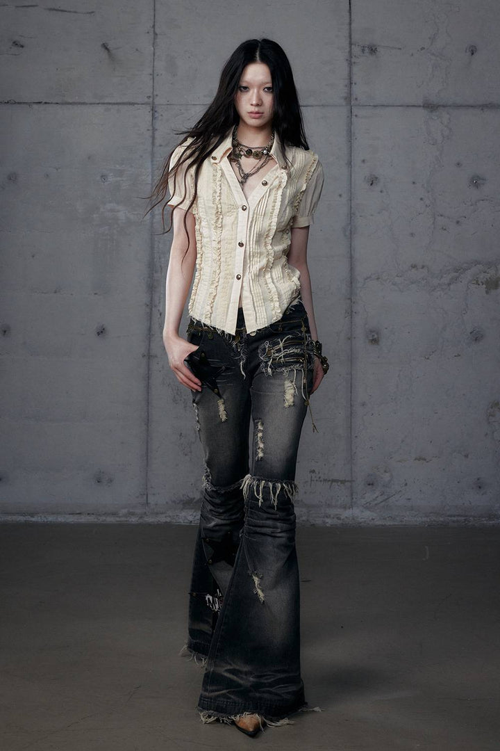 Vintage Short-Sleeve Blouse