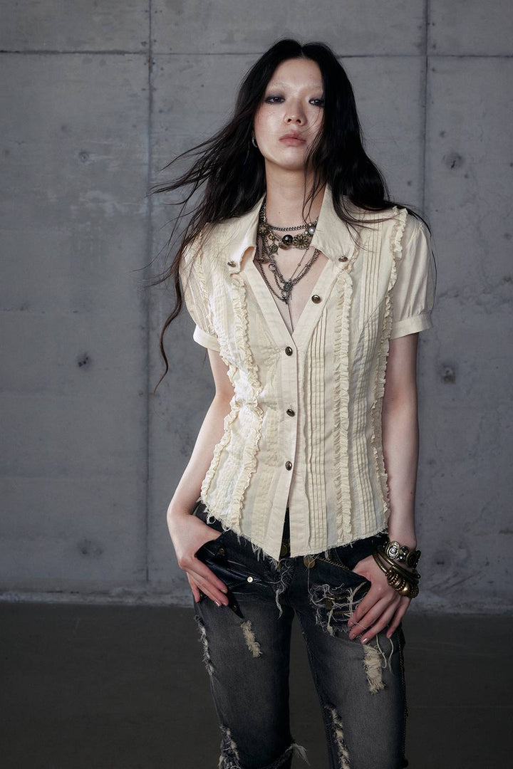 Vintage Short-Sleeve Blouse