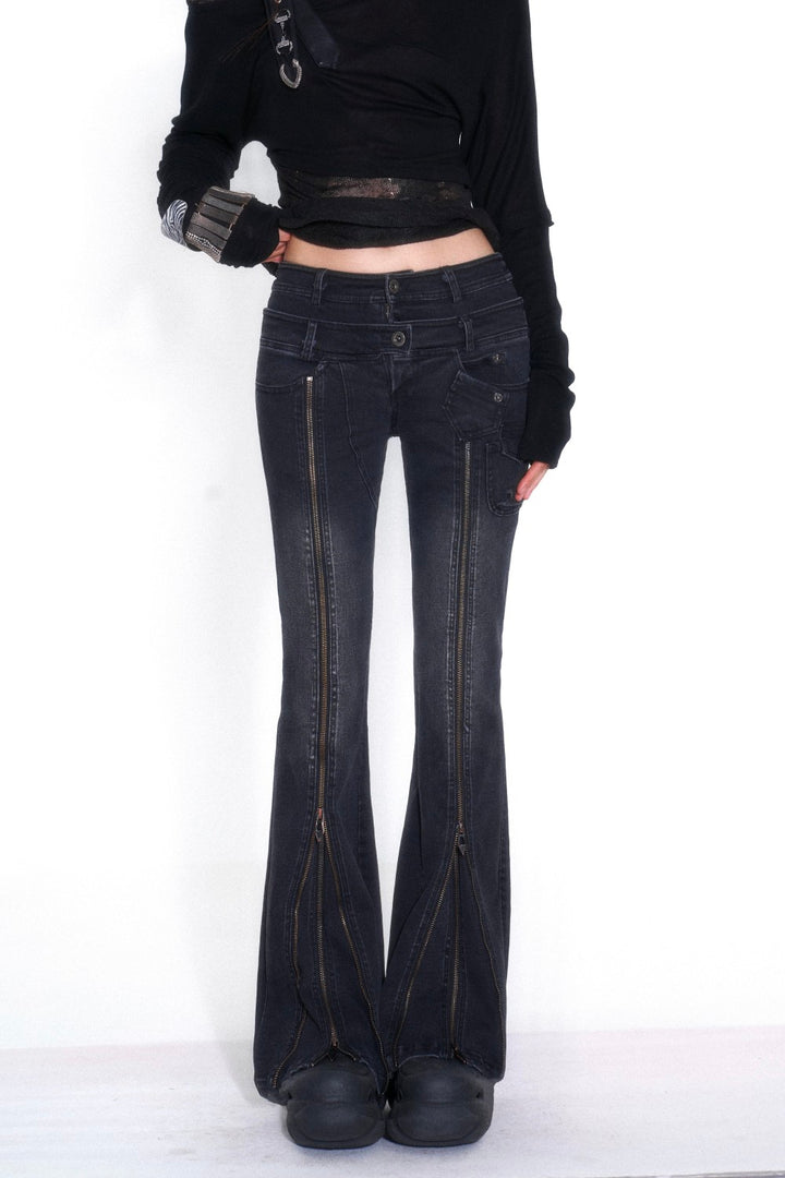 Double Waist Zip Jeans