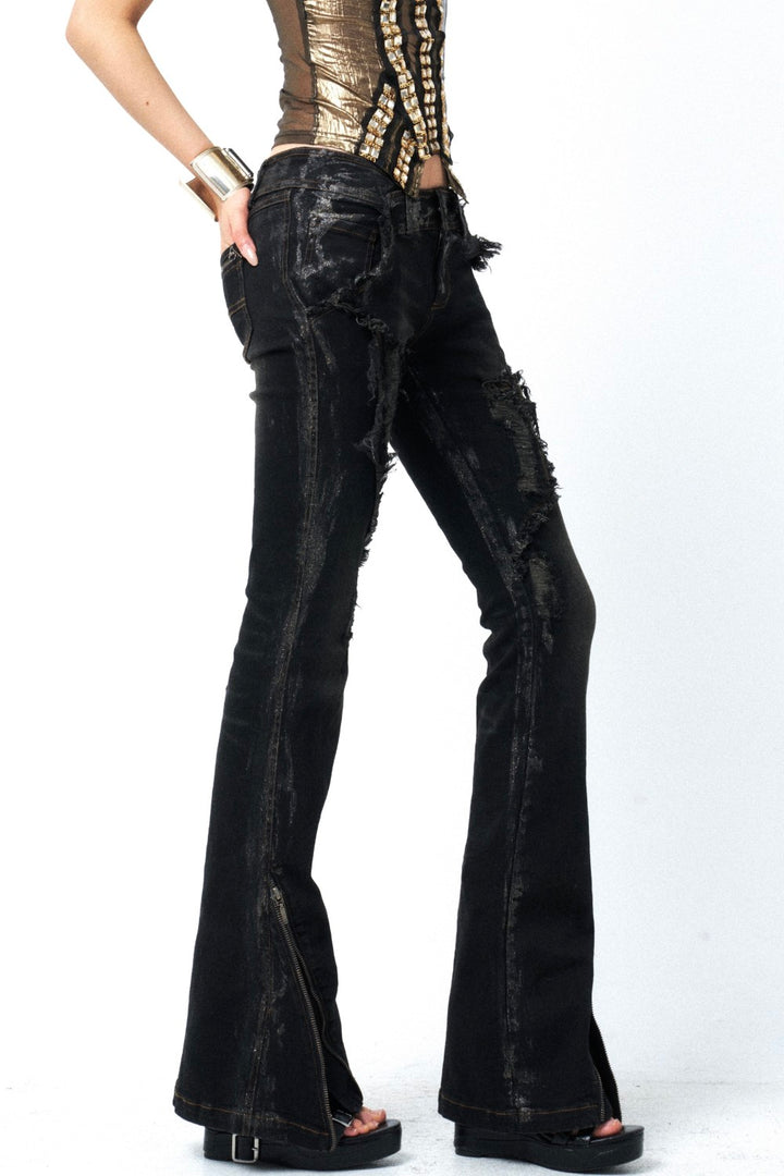 Maeve Distressed Flare Jeans