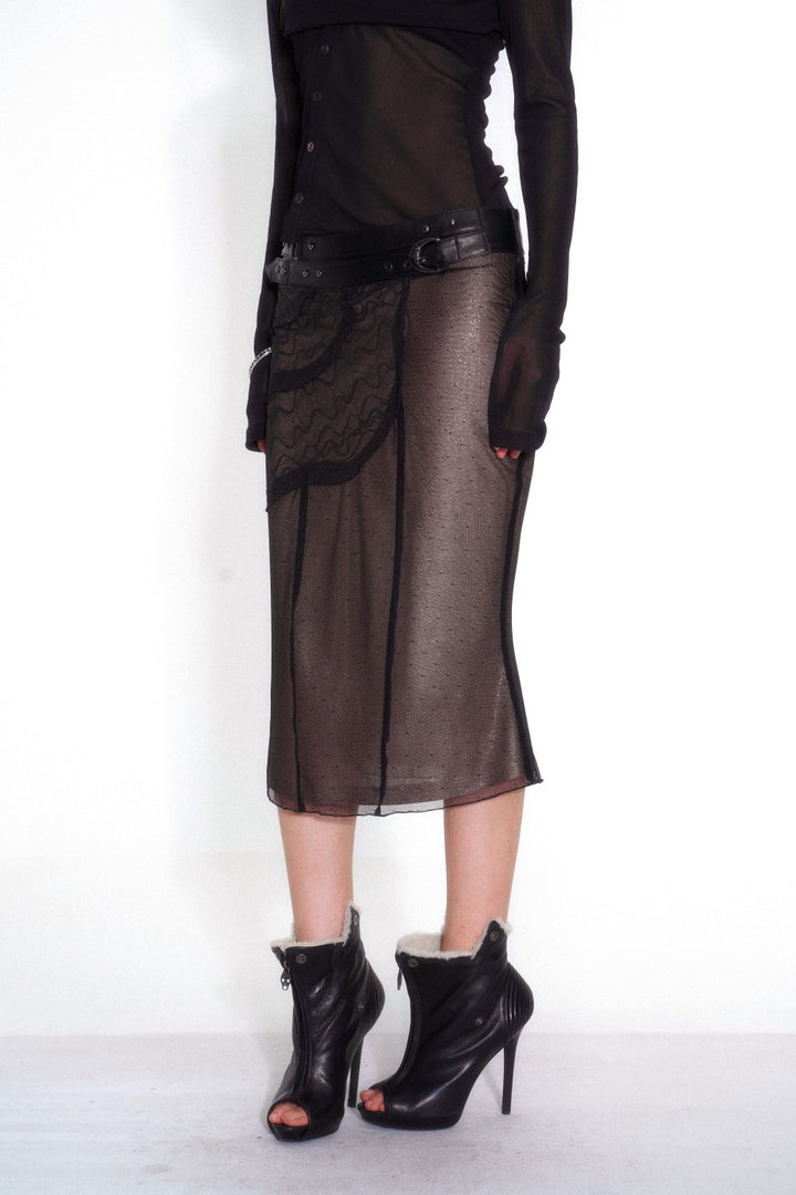 Midnight Veil Belted Skirt