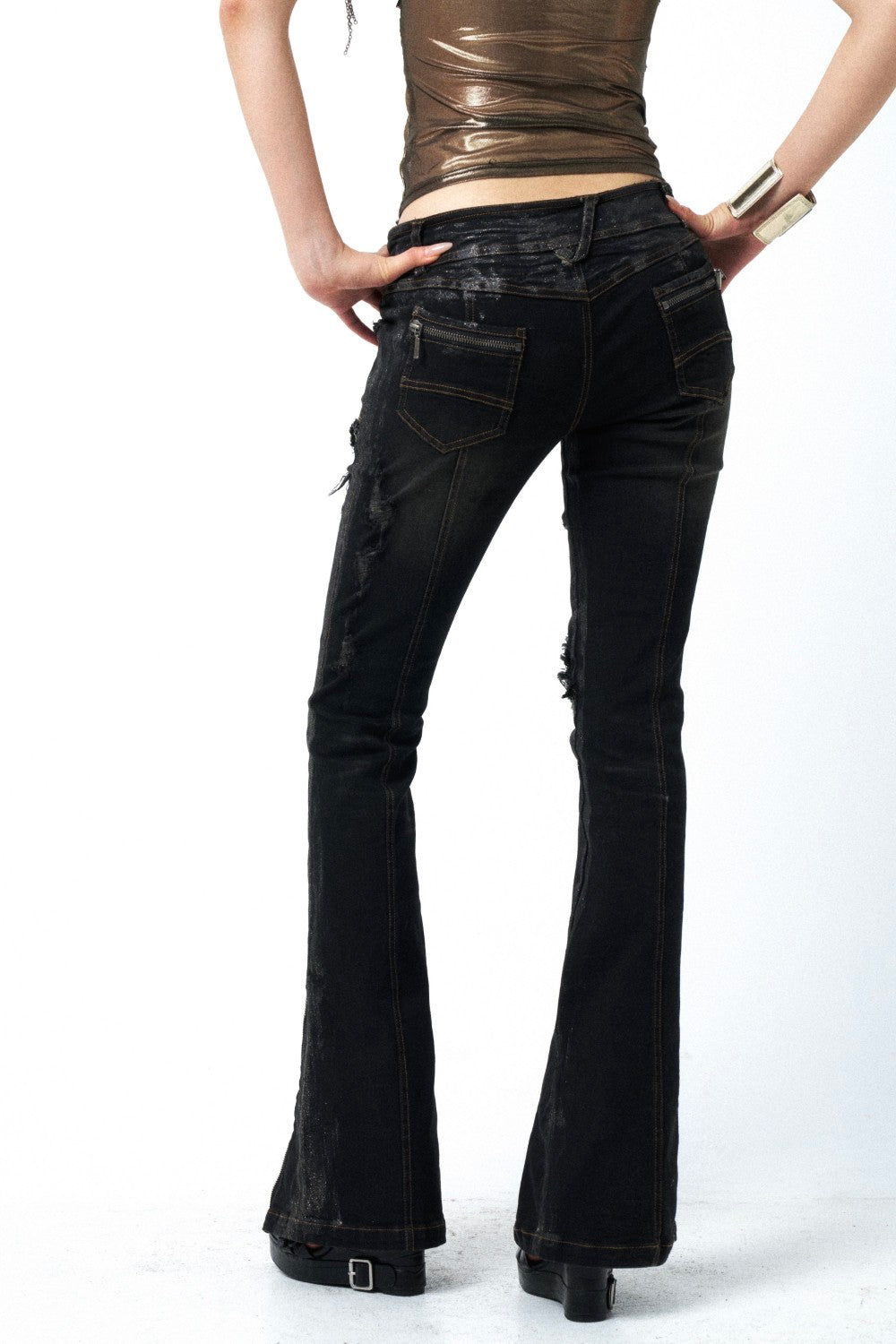 Maeve Distressed Flare Jeans