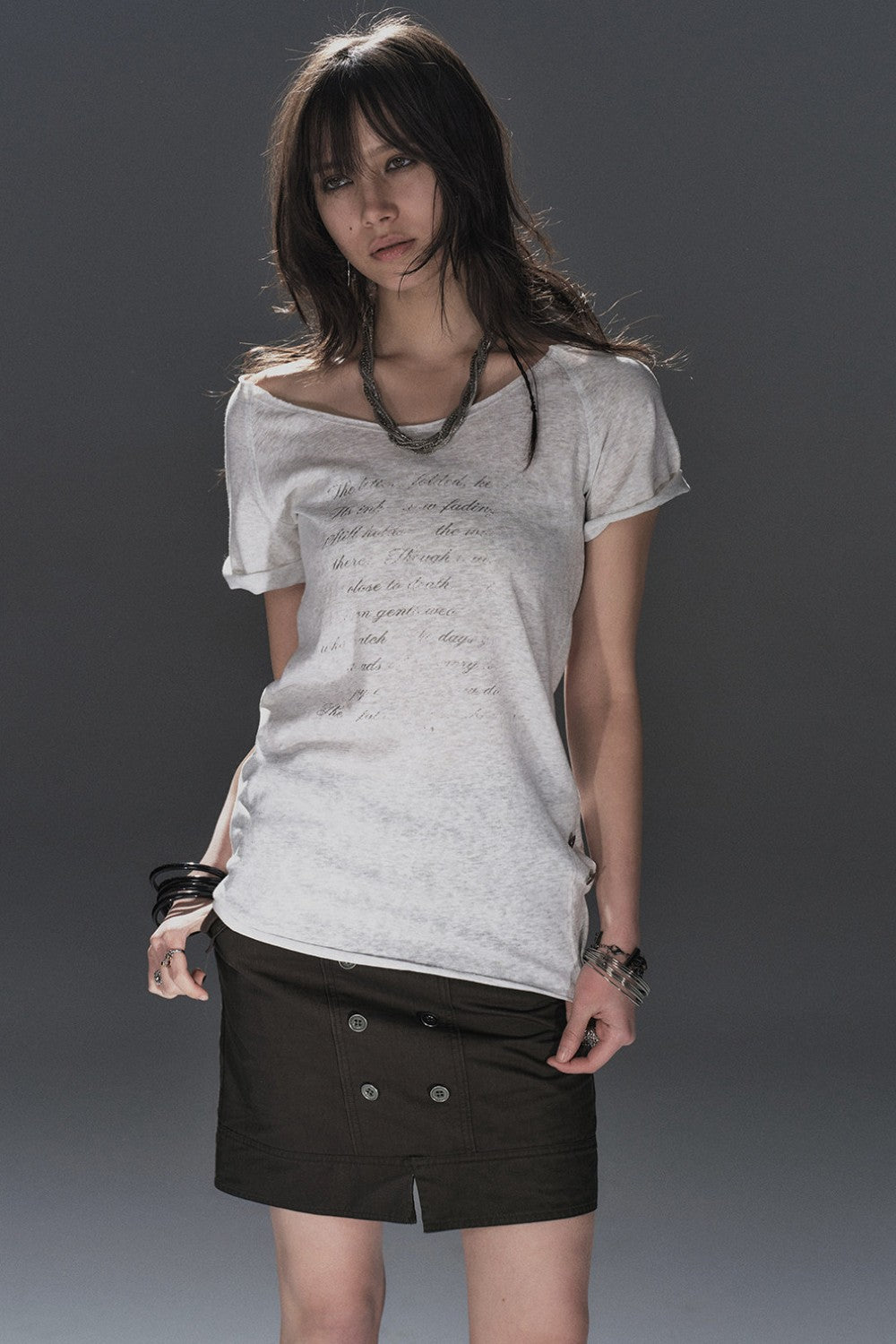 Elia Script Off-Shoulder Shirt