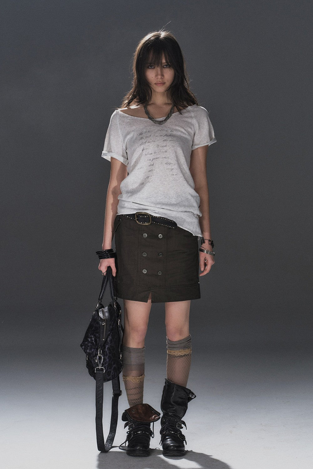 Double Button Straight Skirt