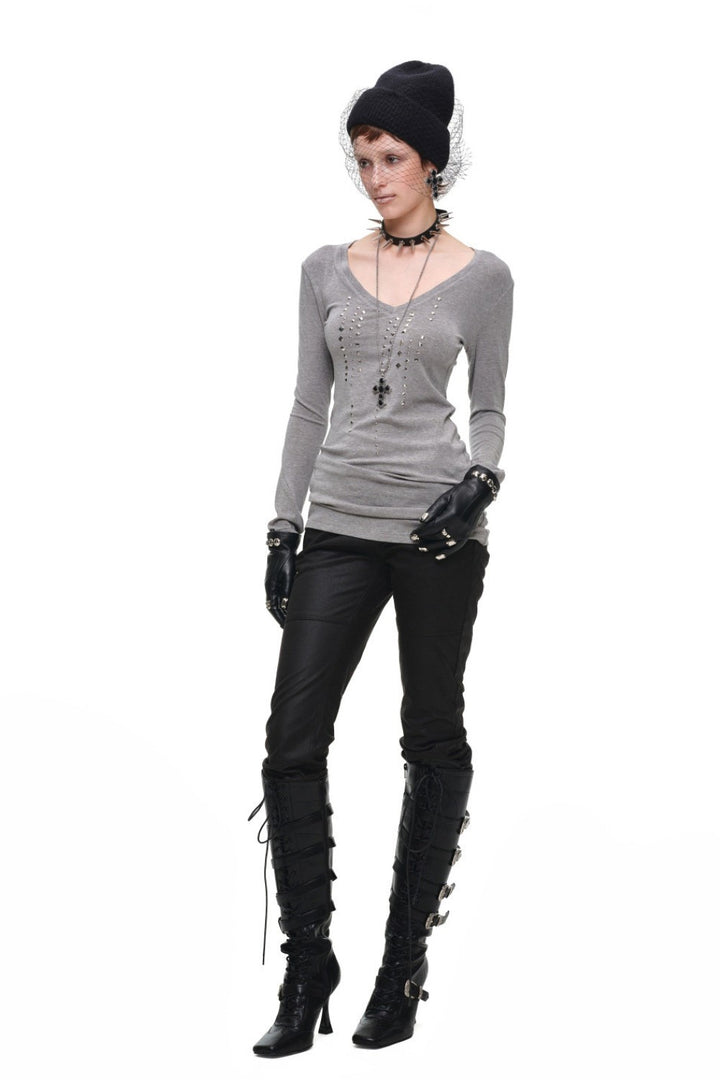 Rain Studded V-Neck Top