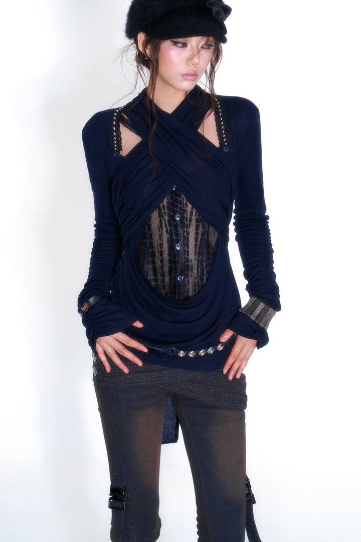 Moonlit Draped Lace Top