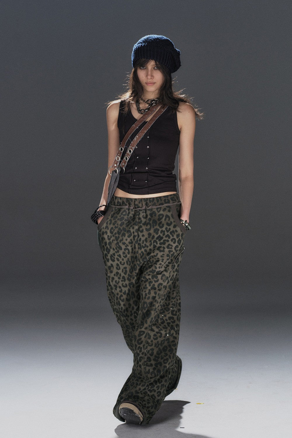 Leopard Rivet Wide Sweatpants