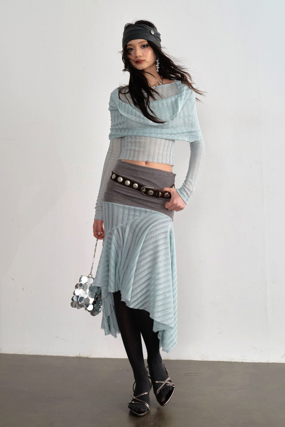 Mint Draped Sheer Top