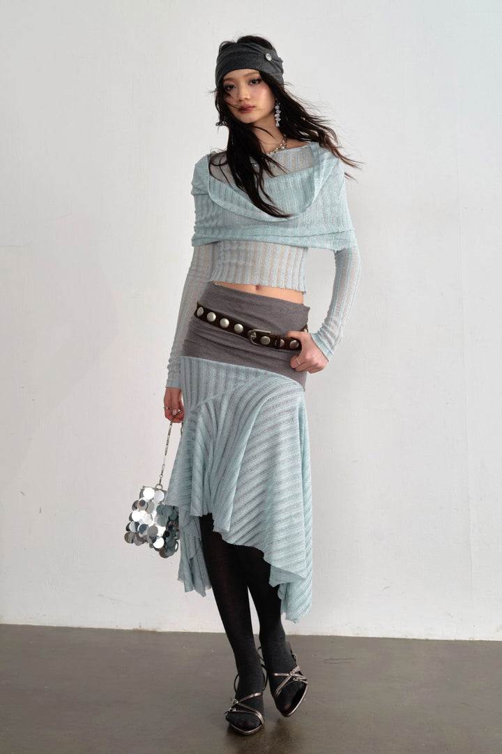 Mint Draped Sheer Top