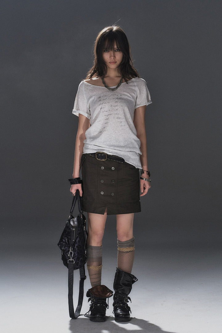 Elia Script Off-Shoulder Shirt