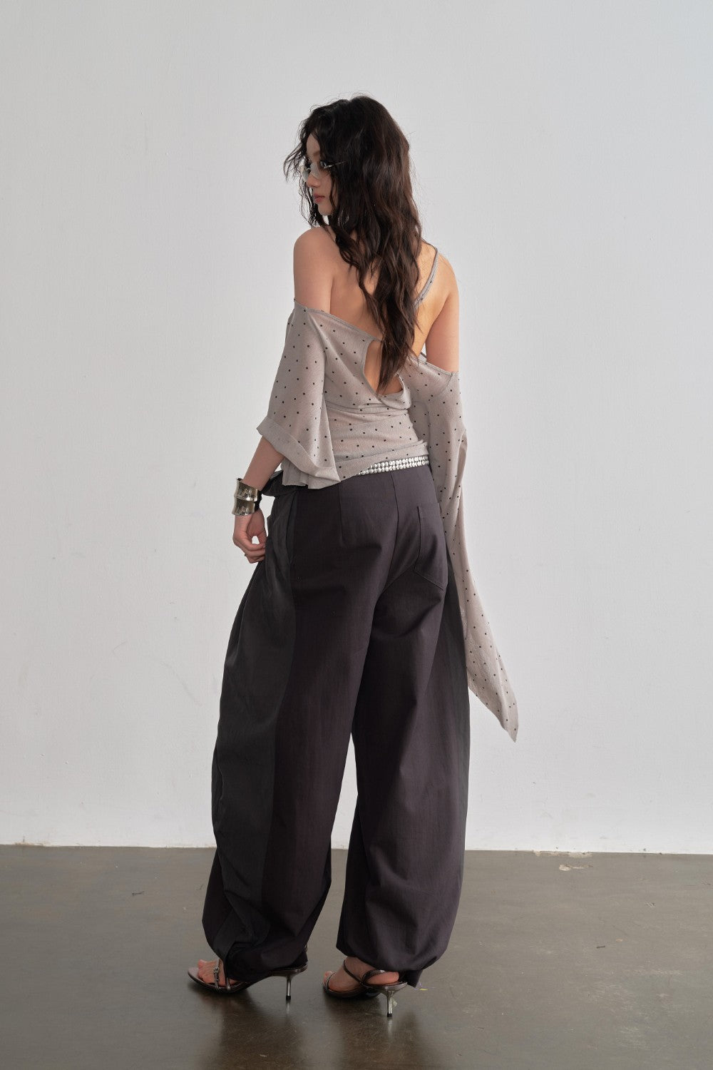 Charcoal Wide Pleated Trousers