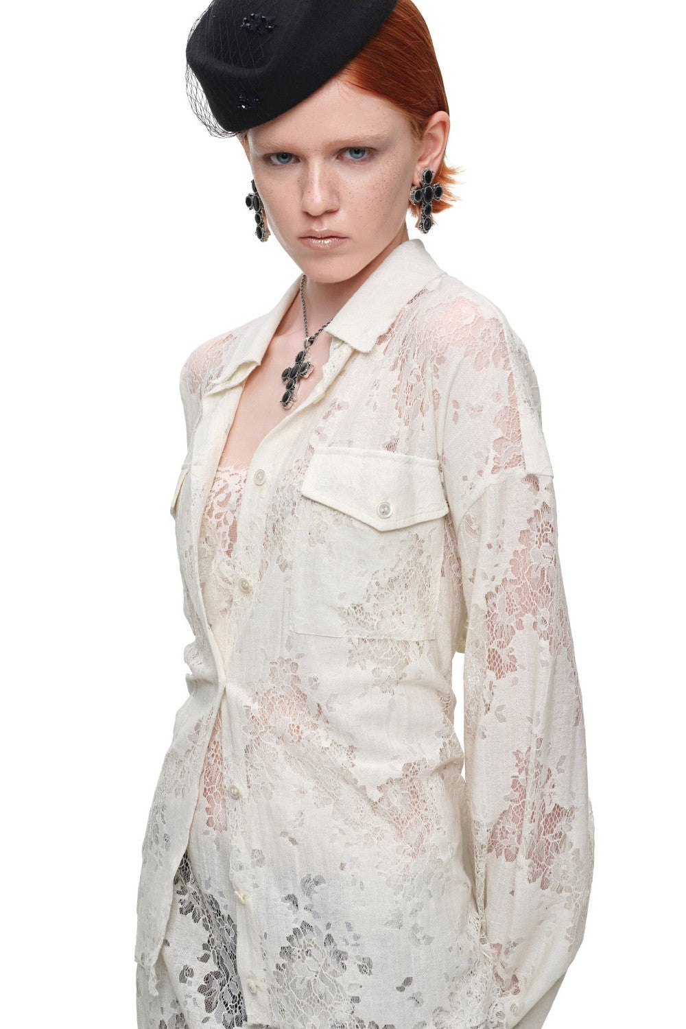 Cinched Romance Lace Blouse