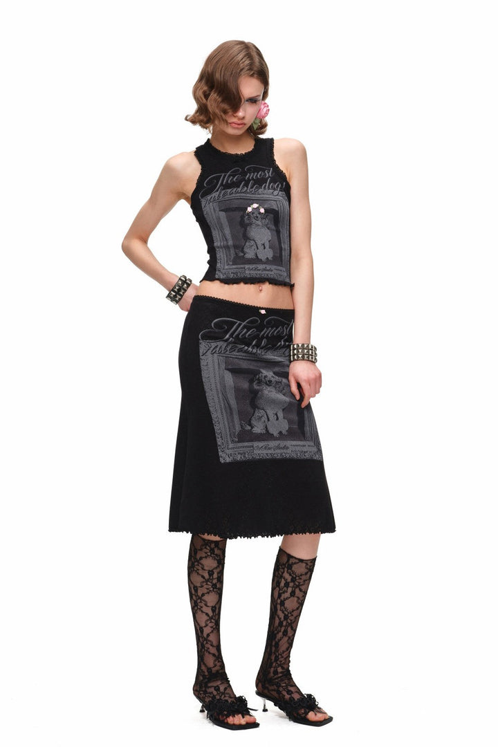 Puppy Portrait Lace Tank