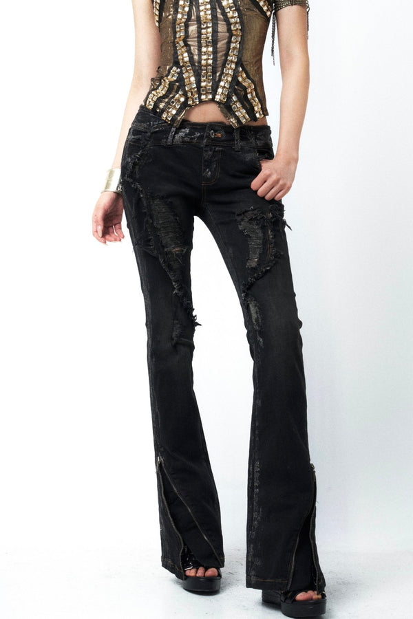 Maeve Distressed Flare Jeans