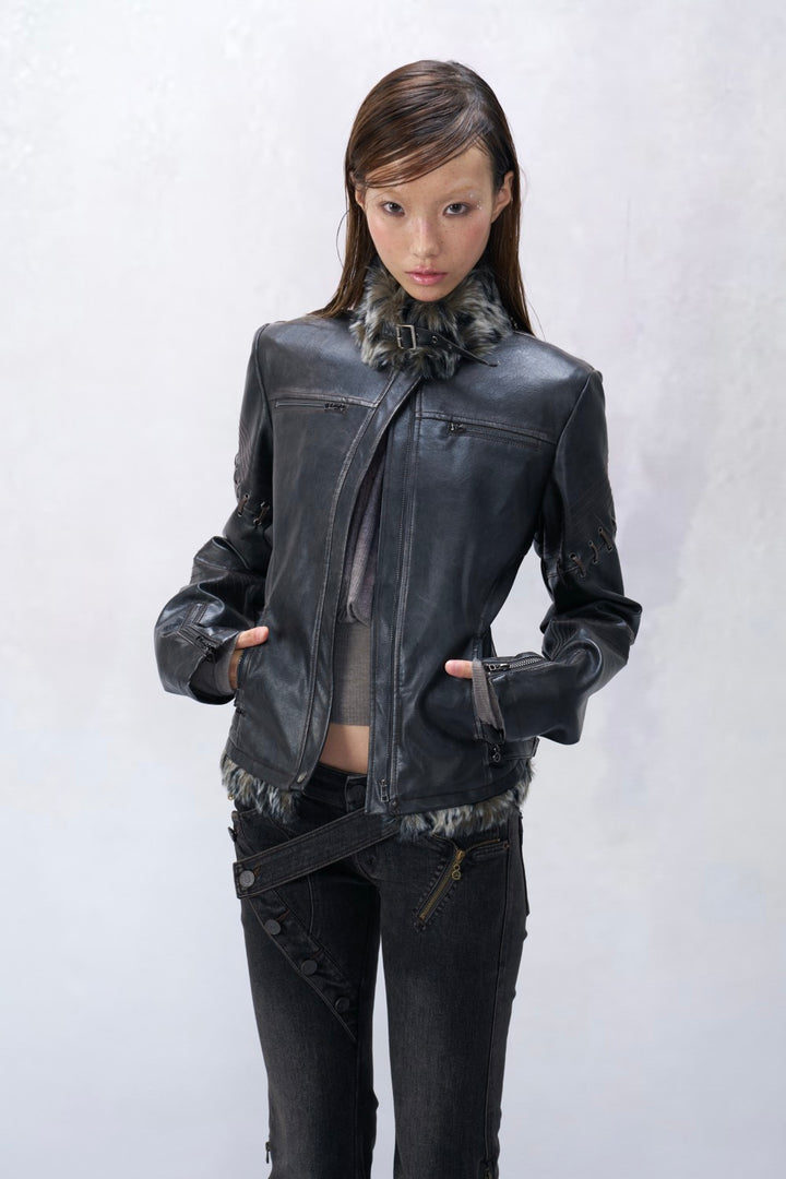 Fur Collar Moto Jacket