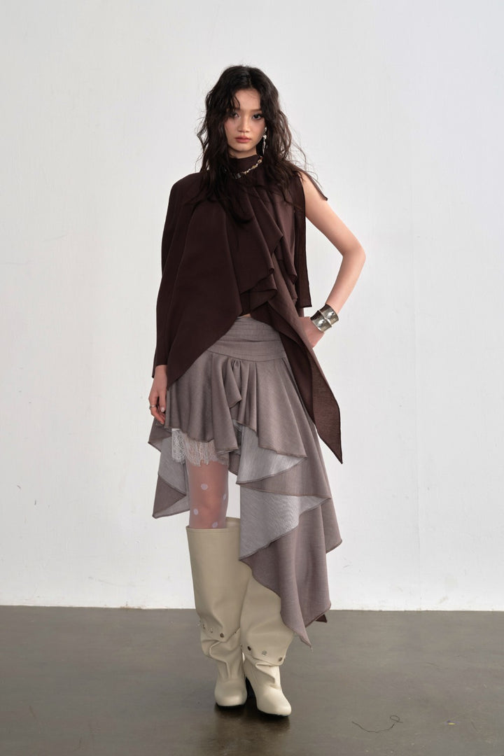 Asymmetric Draped Cape Top