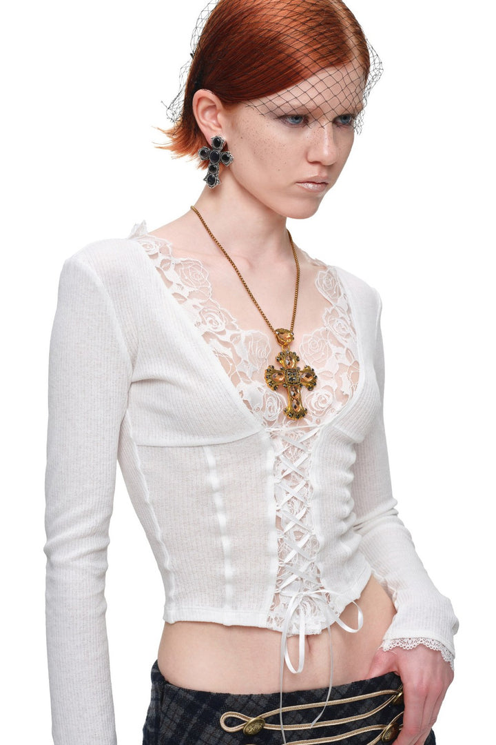 Lace Whisper V-Neck Top