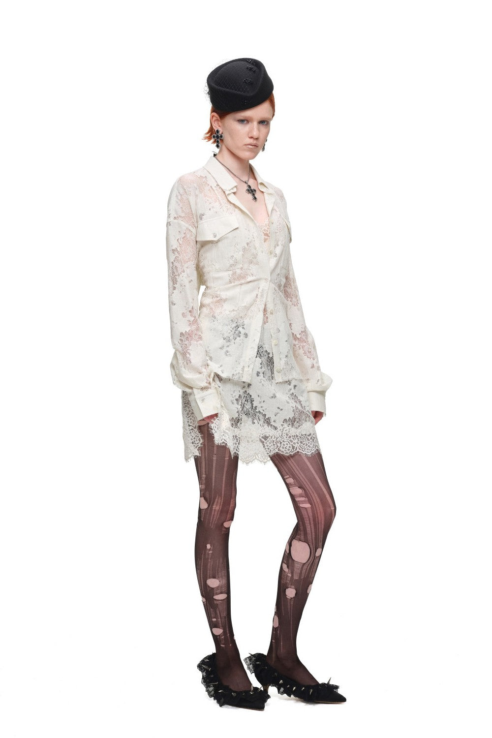 Cinched Romance Lace Blouse