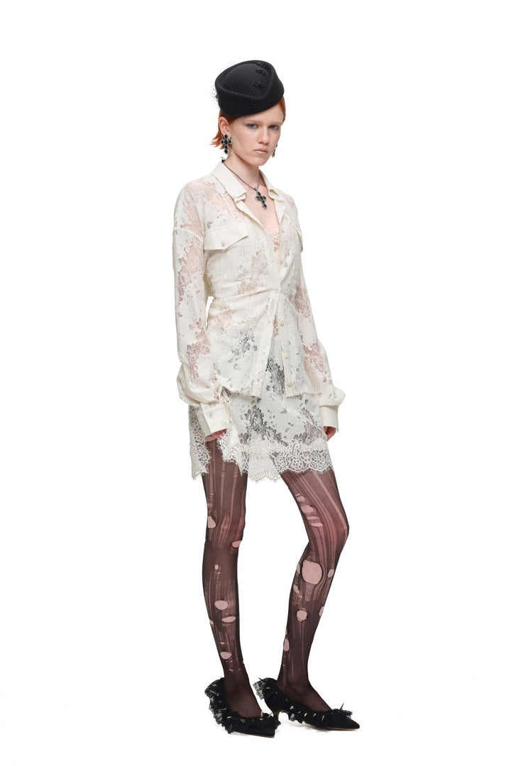 Cinched Romance Lace Blouse
