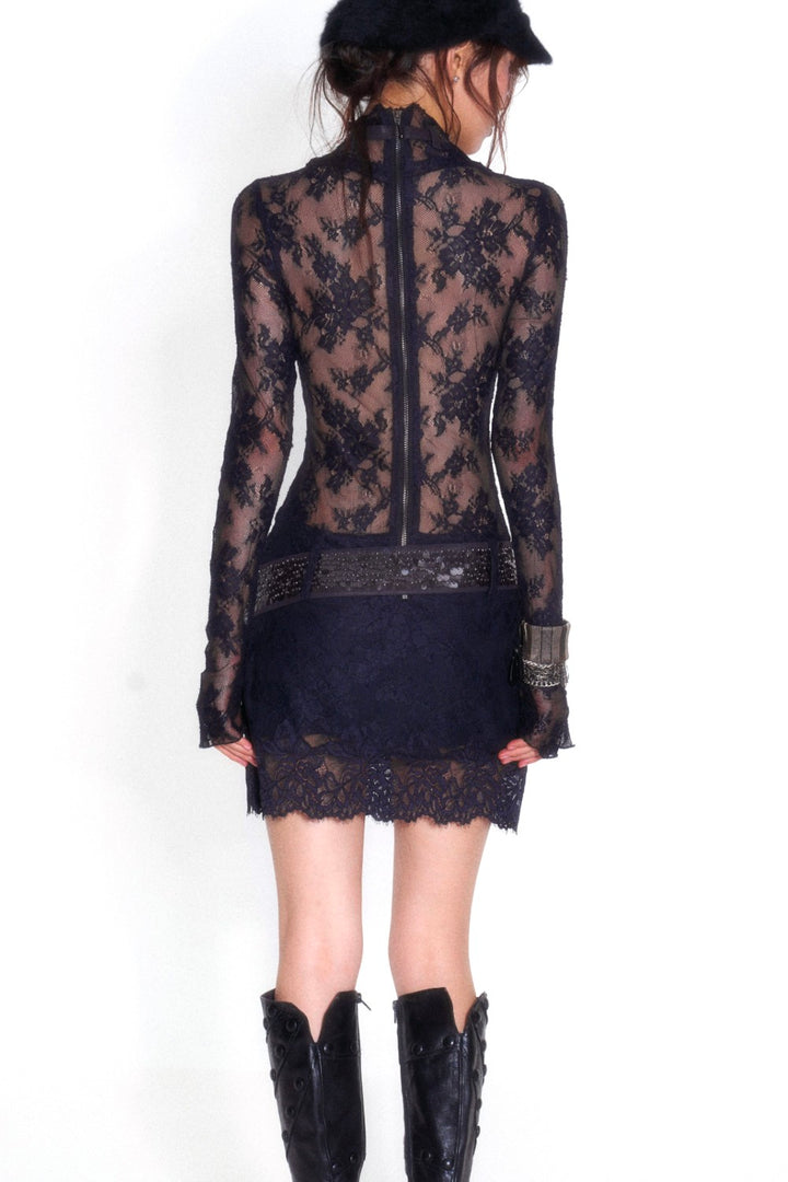 Navy Temptation Lace Dress