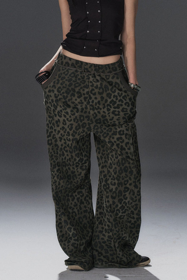 Leopard Rivet Wide Sweatpants
