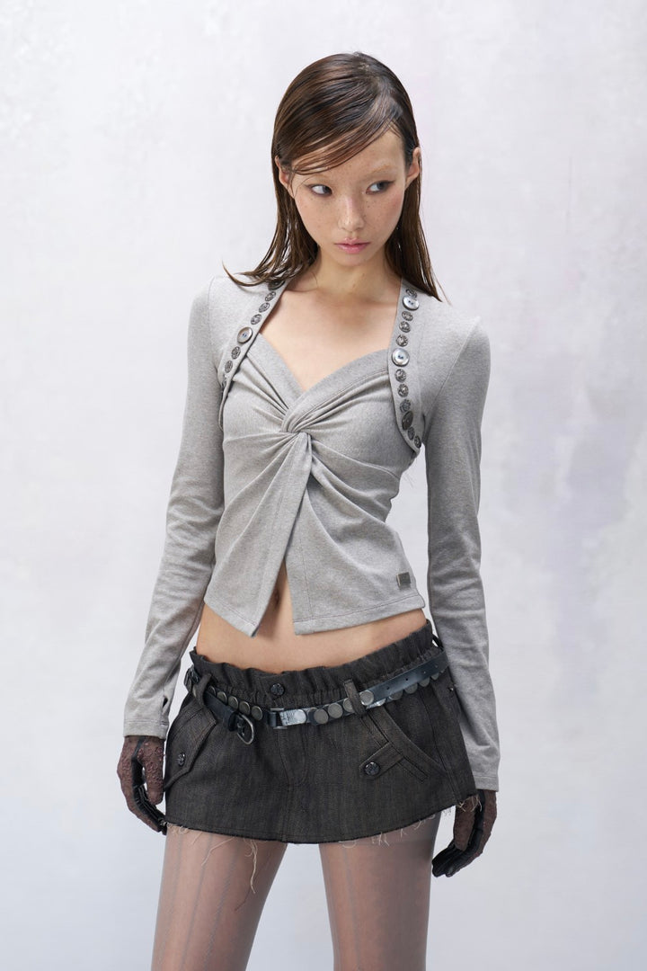 Eva Twist Button Top