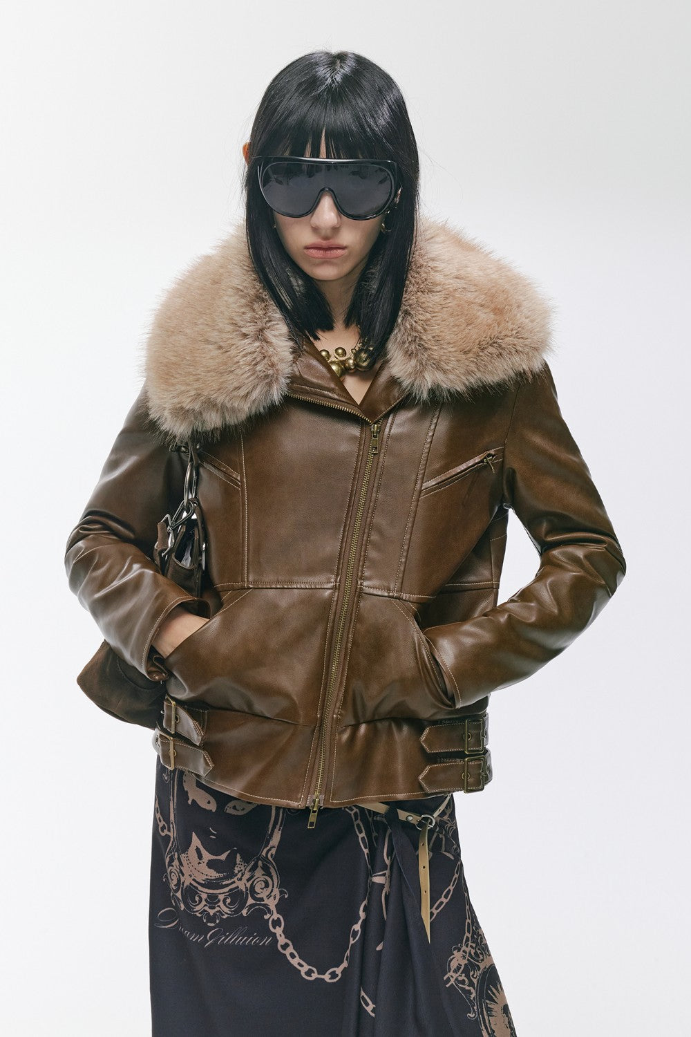 Ayla Fur Leather Coat
