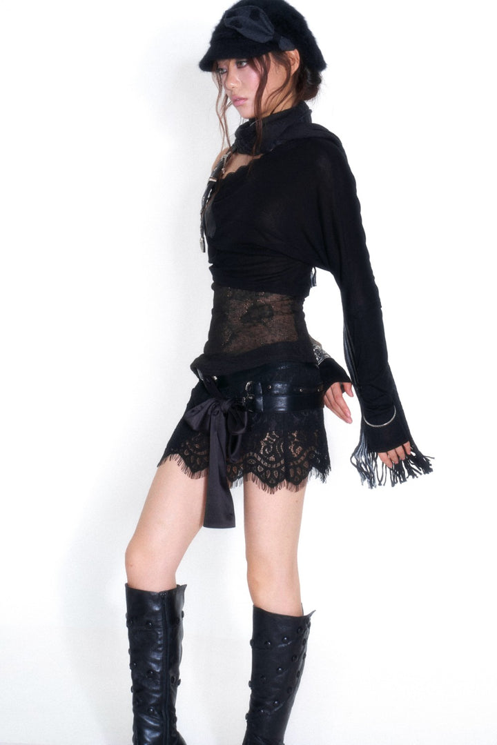 Dark Darling Belted Skirt