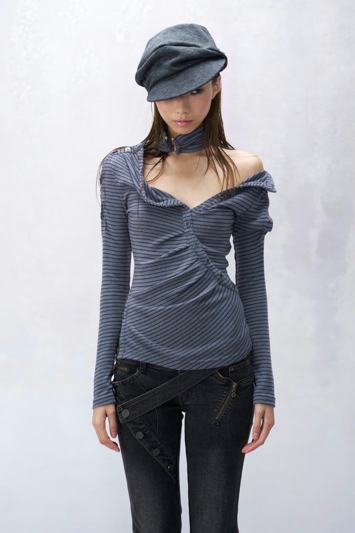 Mina Striped Wrap Shirt