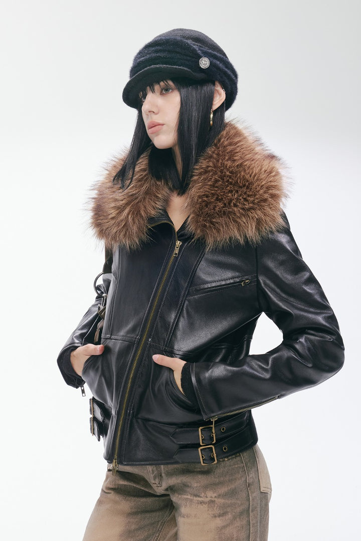 Ayla Fur Leather Coat