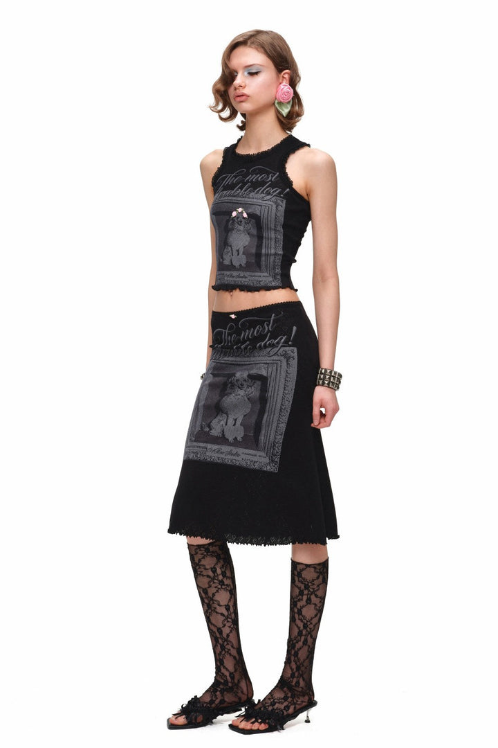 Puppy Portrait Lace Tank