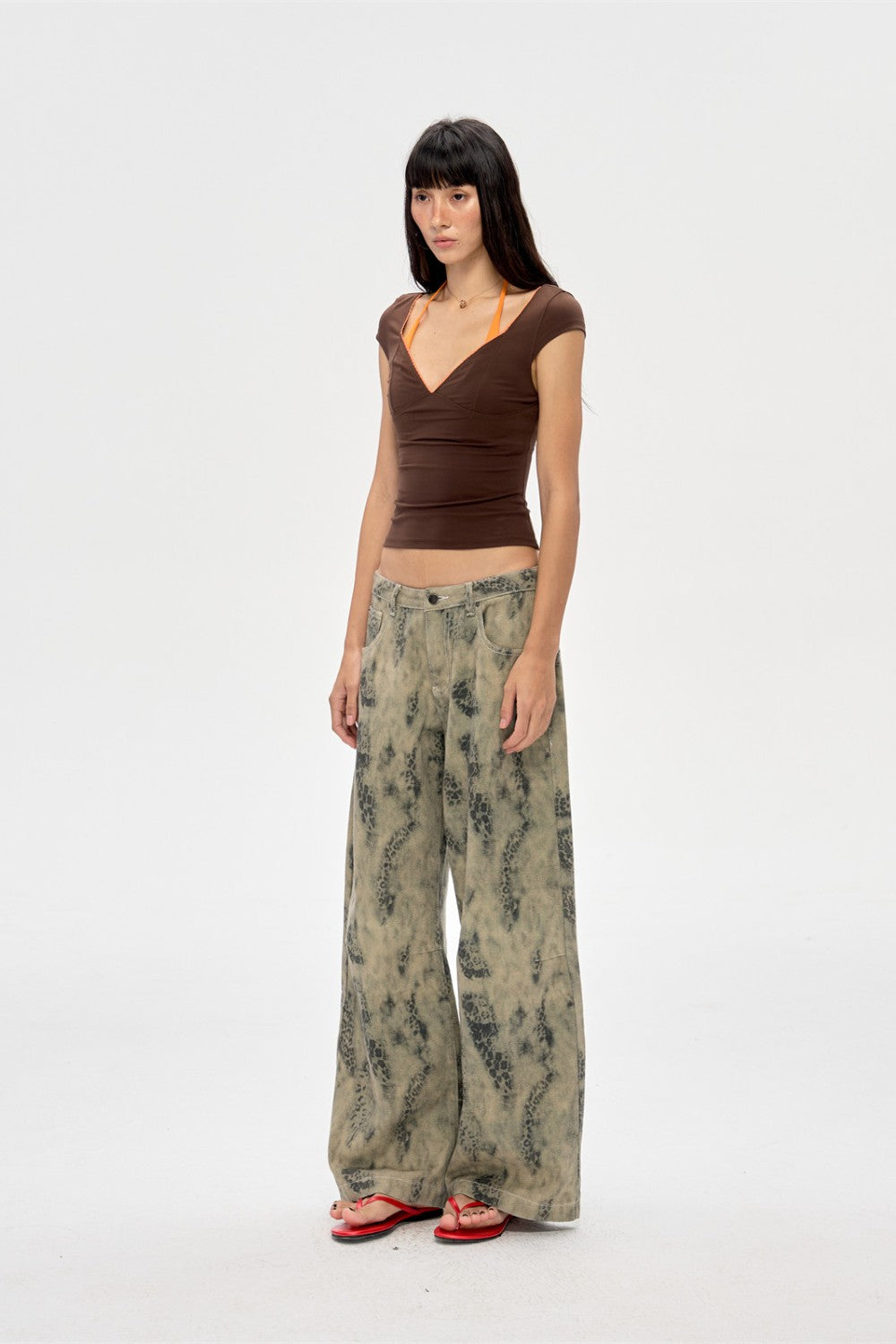 Contrast Trim V-Neck Top