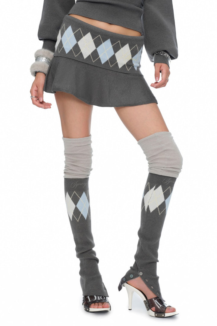 Amelie Knit Argyle Legwarmers
