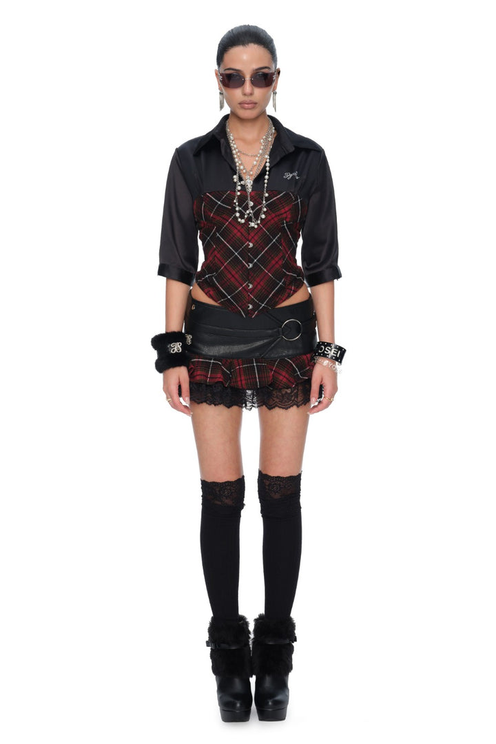 Scarlet Cinched Plaid Shirt