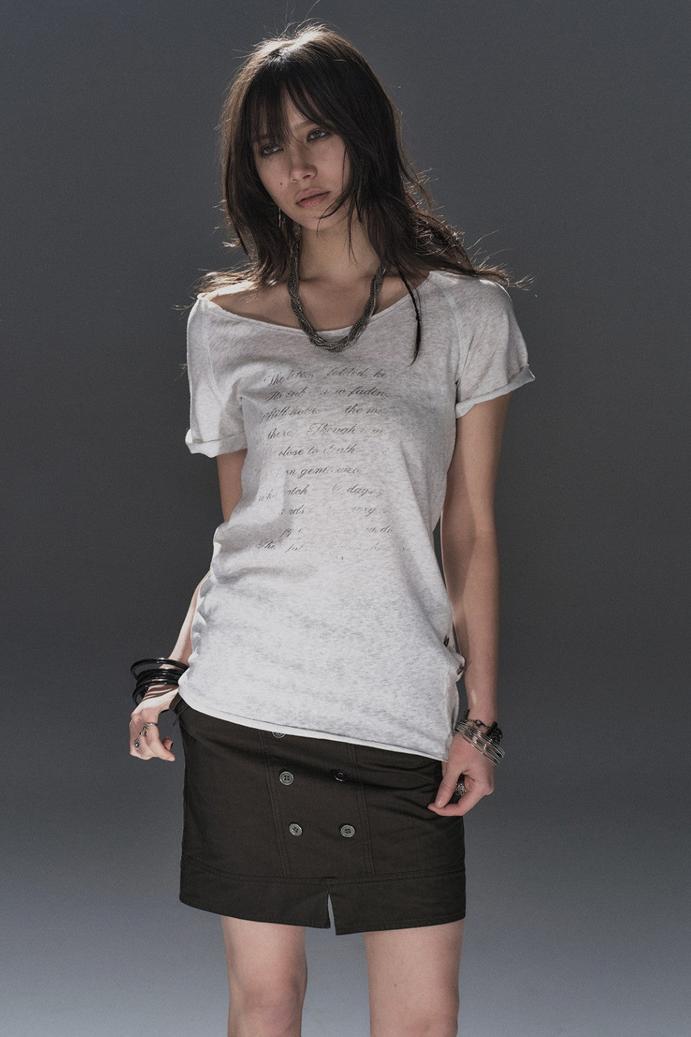 Double Button Straight Skirt