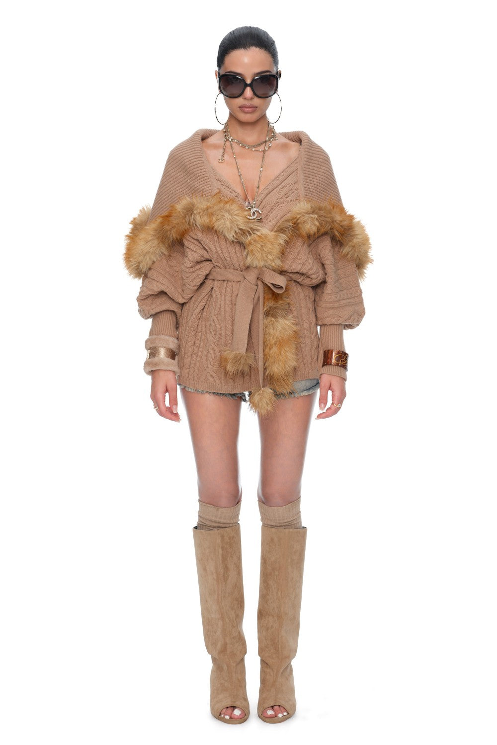 Winona Camel Fur Cardigan