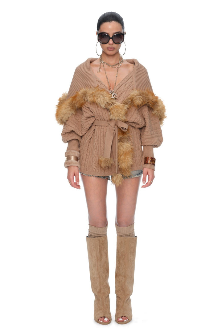 Winona Camel Fur Cardigan