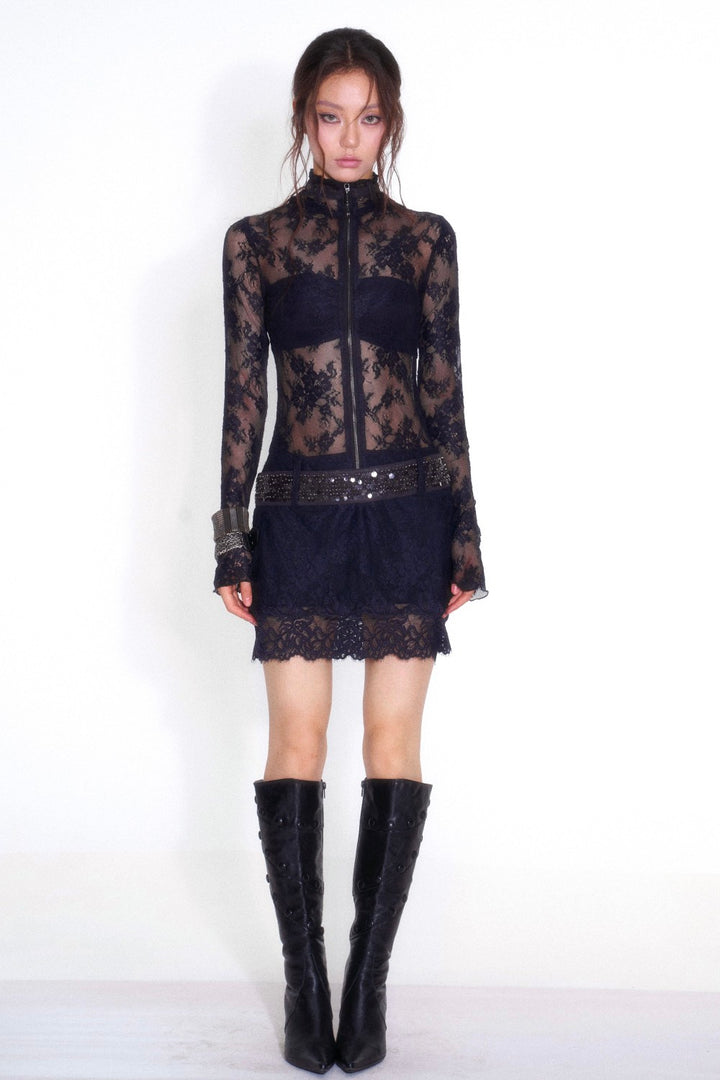 Navy Temptation Lace Dress