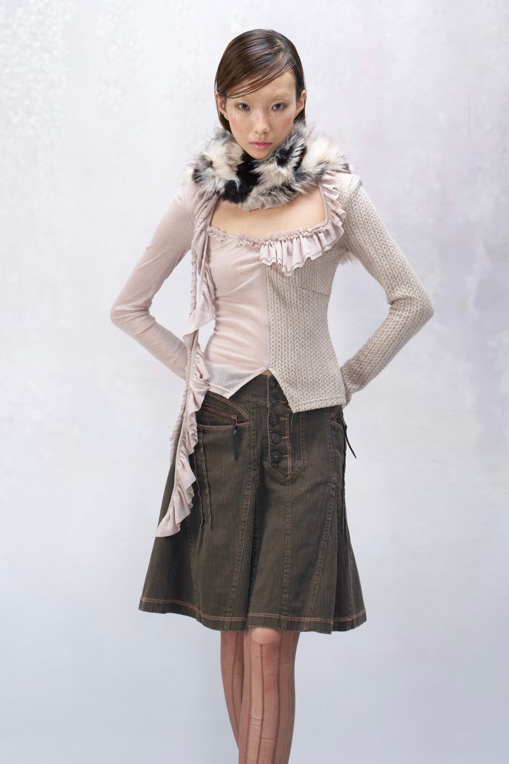 Vintage Pleated Flare Skirt