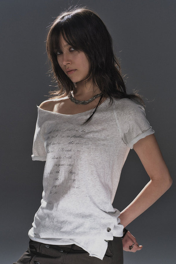 Elia Script Off-Shoulder Shirt