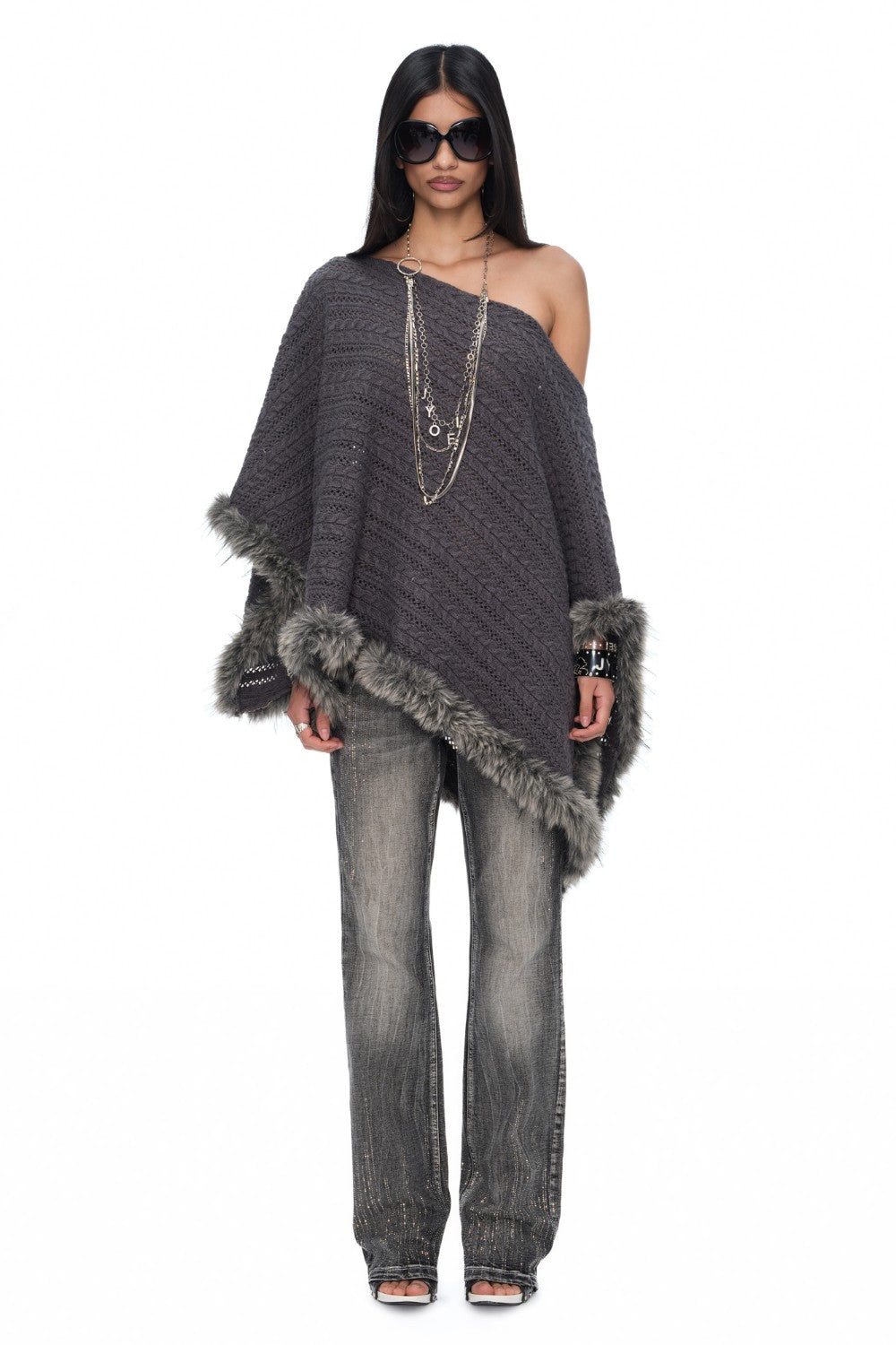 Celine Slanted Neck Poncho