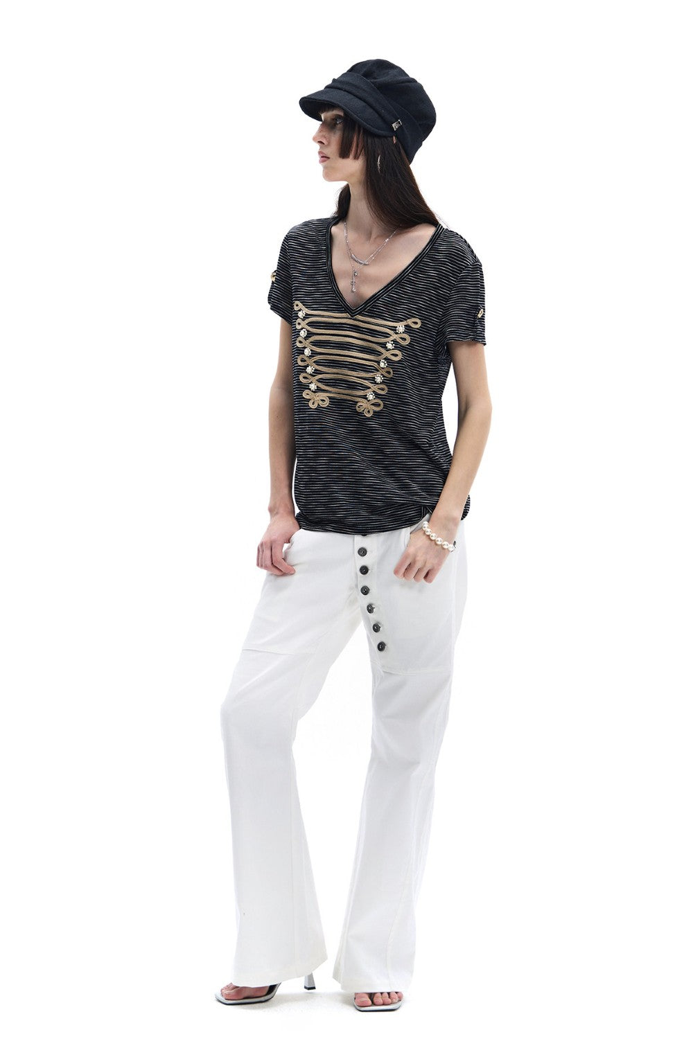 Royal Embroidered Stripe T-Shirt