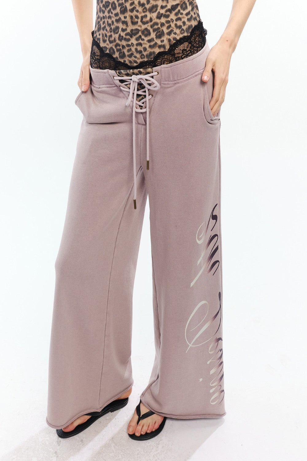 Sienna Lace-Up Wide Sweatpants