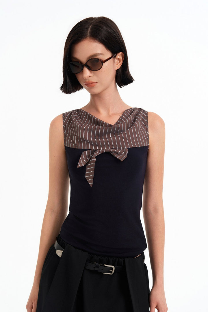 Monaco Striped Scarf Top