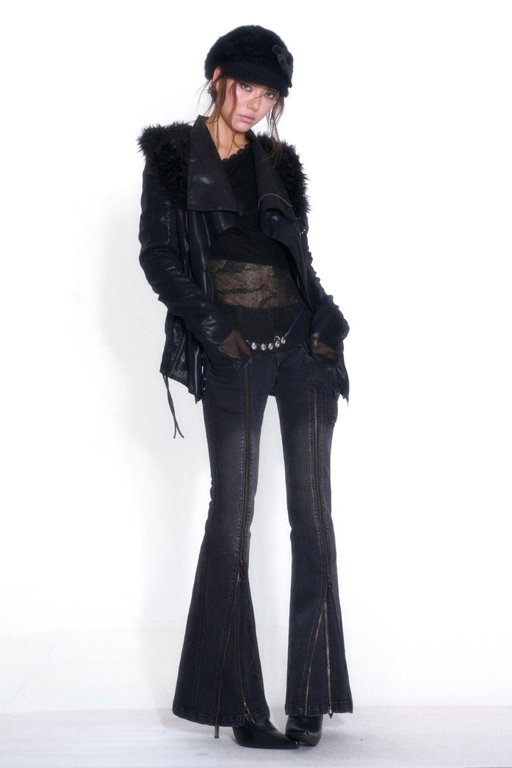 Double Waist Zip Jeans