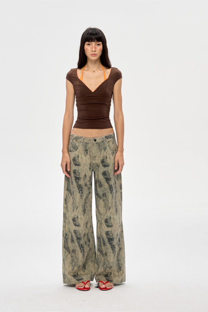 Contrast Trim V-Neck Top