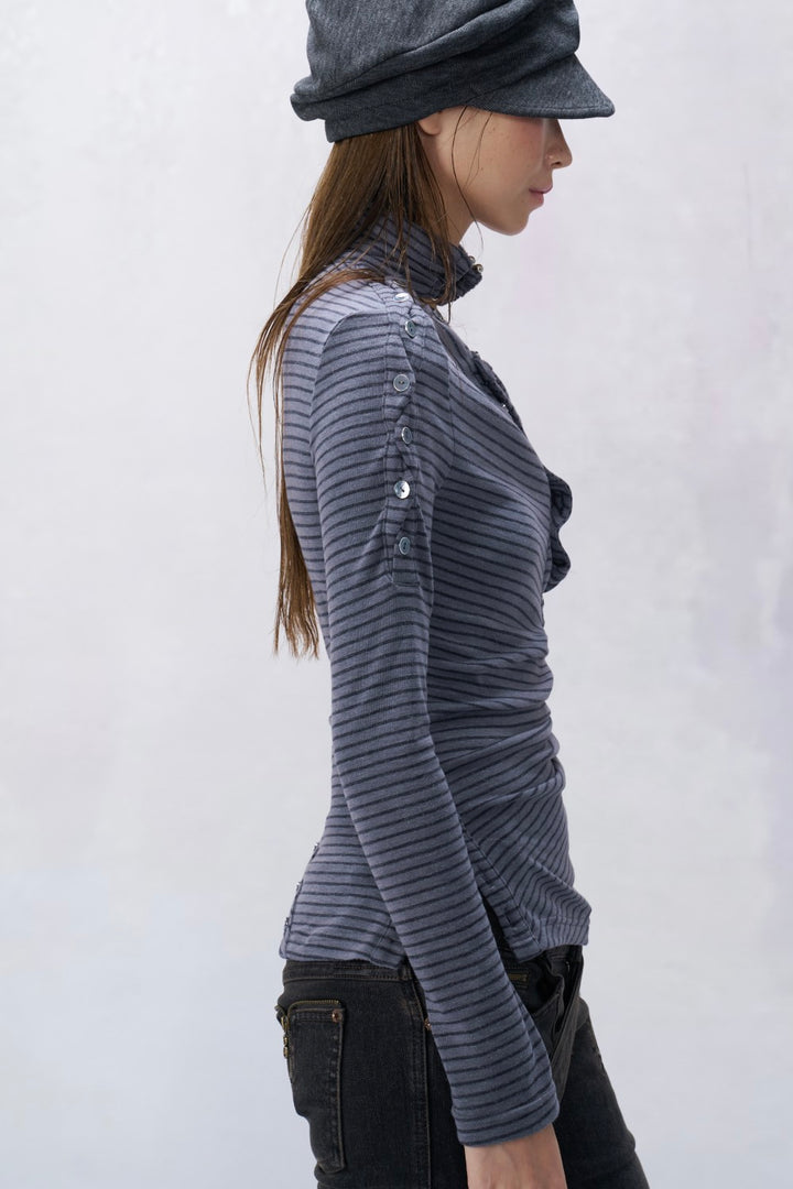 Mina Striped Wrap Shirt