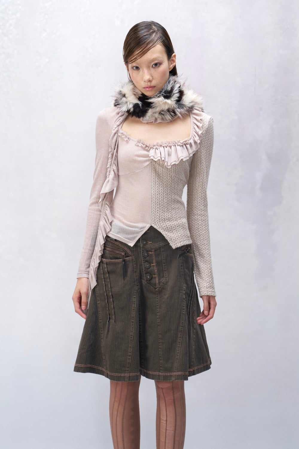 Vintage Pleated Flare Skirt