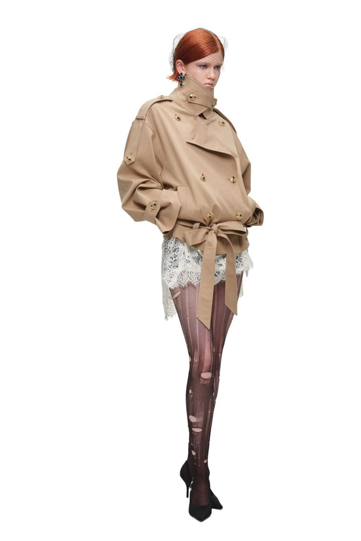 Sculpted Belted Trench Coat